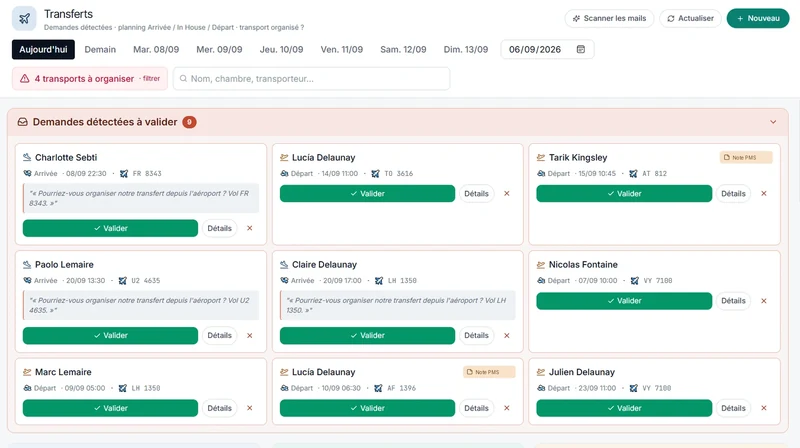 Plus de trajet oublié à la facturation, écran de la plateforme HOCLAS